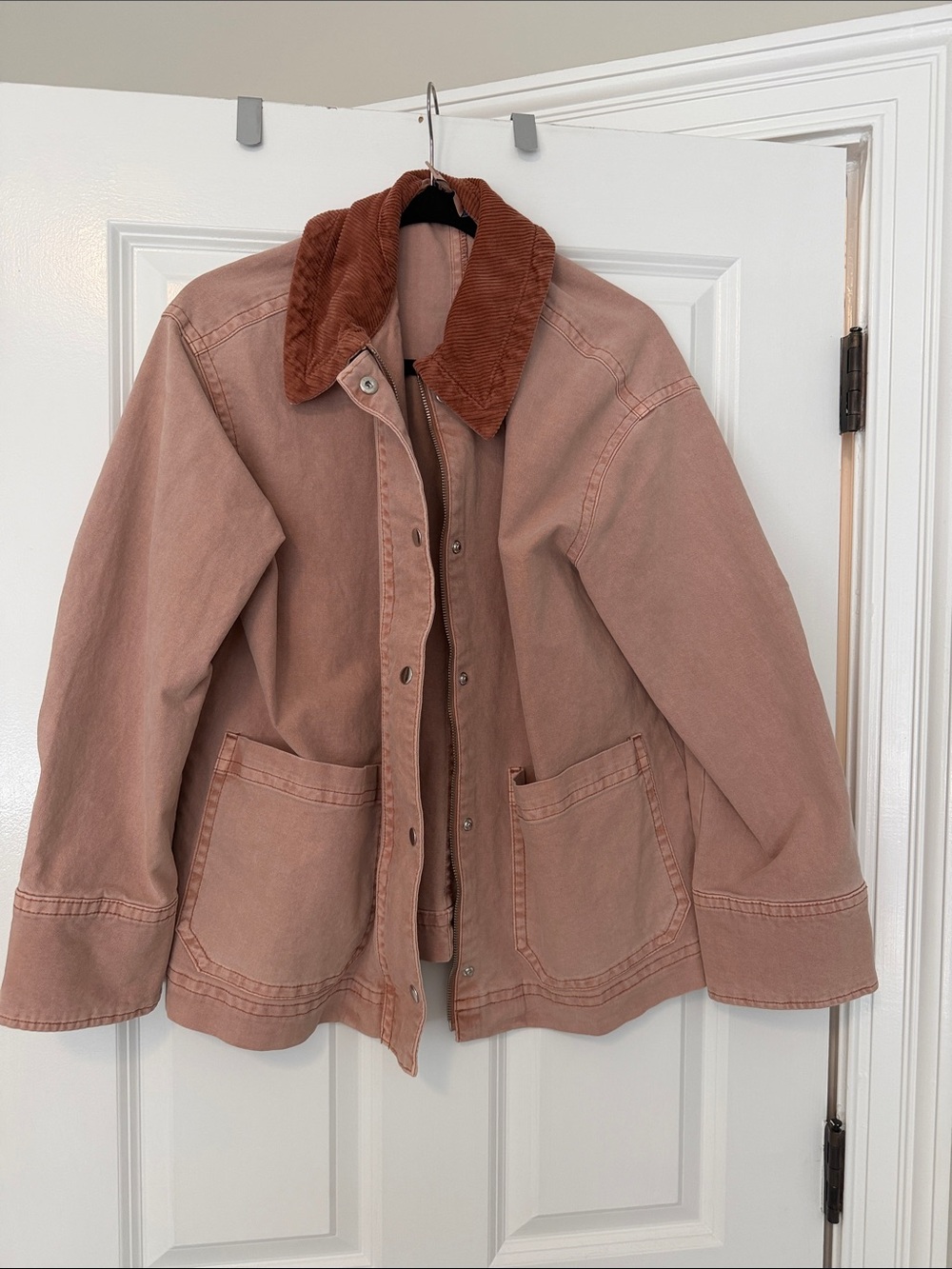 Old Navy Dusty Rose Utility Jacket with Rust Corduroy Collar